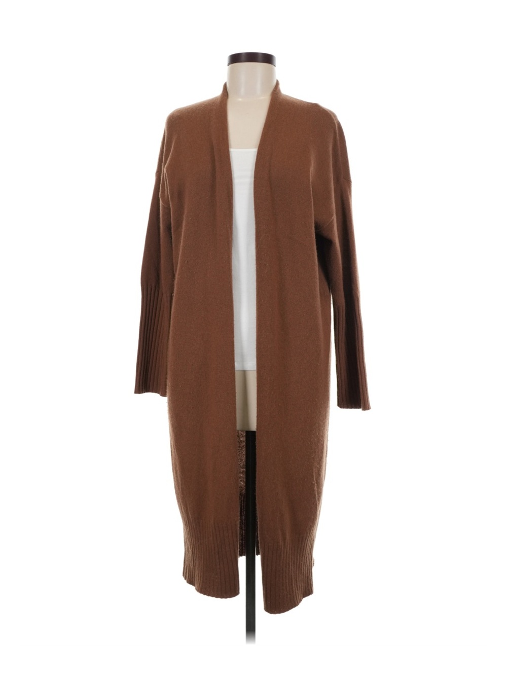 Nili Lotan Chestnut Open-Front Long Cardigan